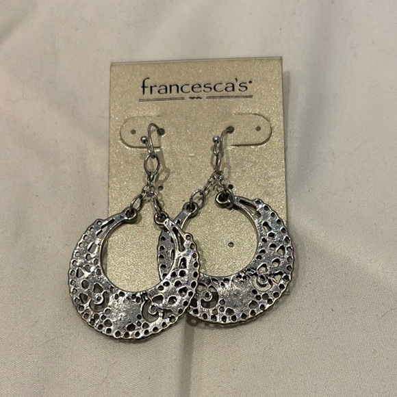 Francesca's Collections Silver Filigree Dangle Earrings-new - Picture 3 of 4